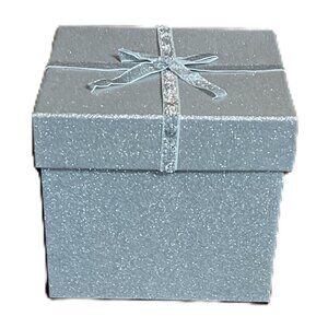 Sheffield Home Paper Goods Empty Square Silver Glitter Gift Box with Bow